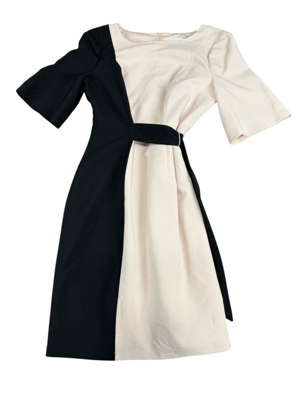 London Times Womens Colorblock Knee-Length Dress With Belt Size 12 Multicolor